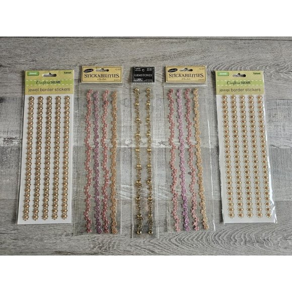 Sticker Lot Scrapbooking 3D Stickers 12" Borders Jewel Pearl Flowers Spring #112 - Picture 1 of 7